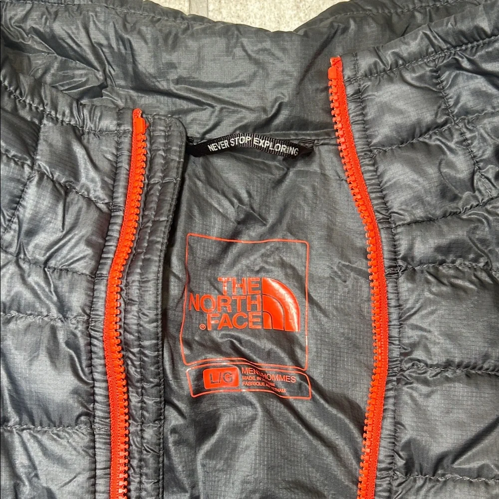 The North Face Thermoball Quilted Jacket with Orange Accents, men’s large